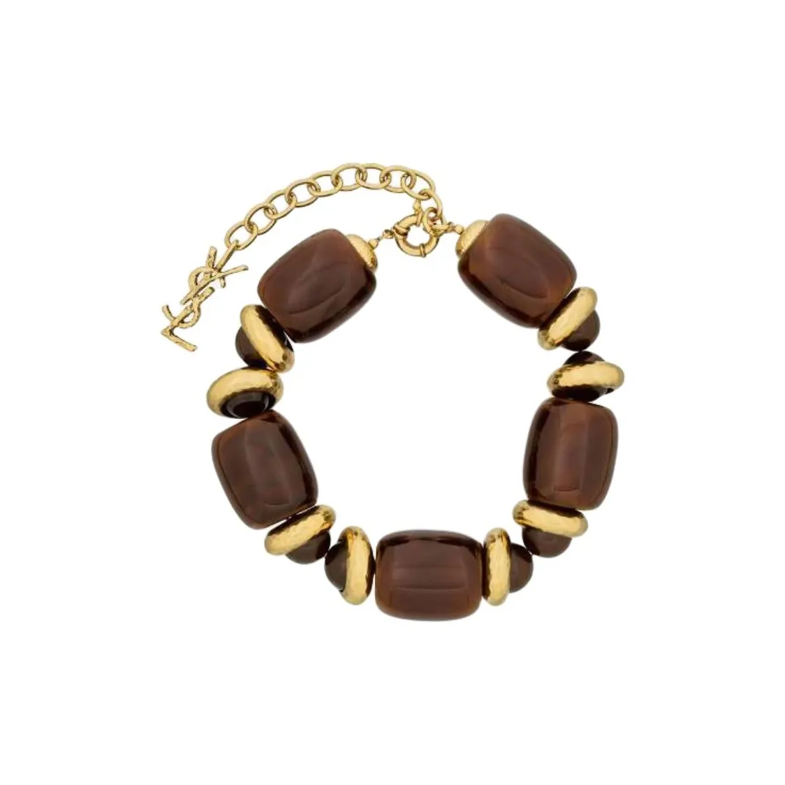 SAINT LAURENT Resin, Metal Necklaces Unisex Brown