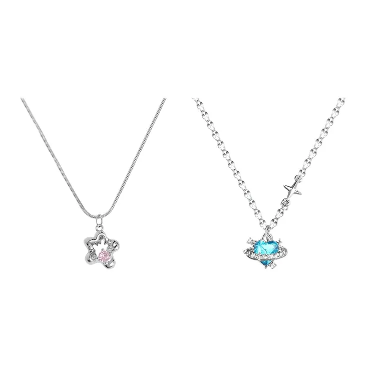 BHI Циркон Ожерелья Женские Синие