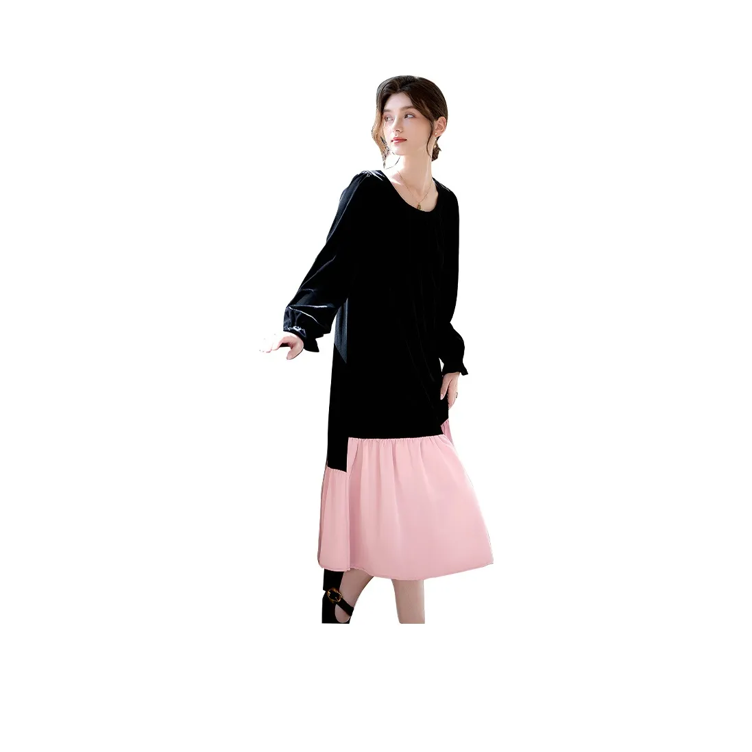 TOUCH Long Sleeved Dress Women's Black & Pink