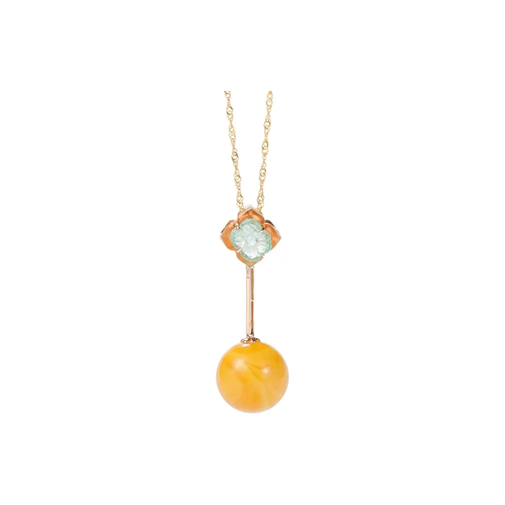 S&A 18K Gold, Amber Beeswax Necklaces Women's