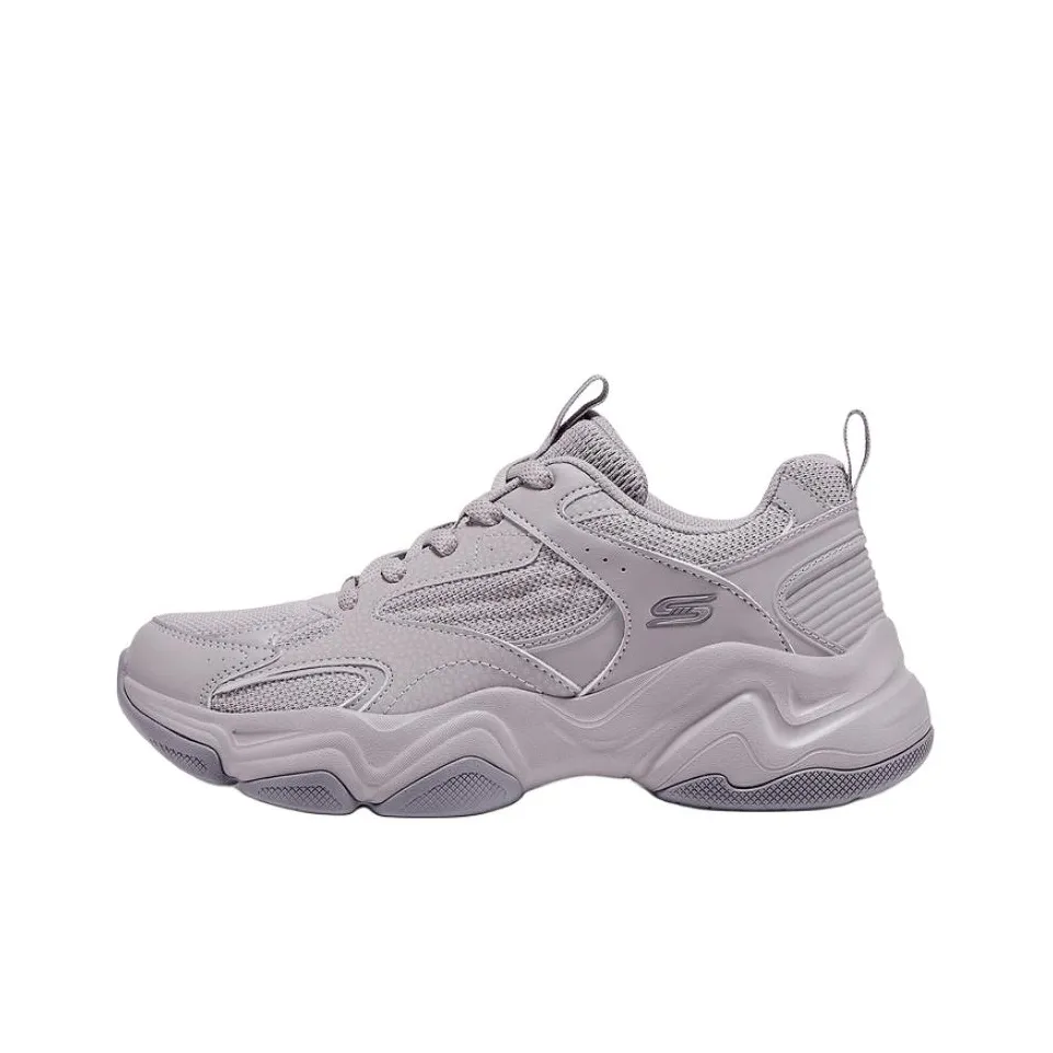 Skechers Дышащий Легкий Увеличивающий Высоту Низкий Топ Повседневная Обувь Женская Фиолетовая