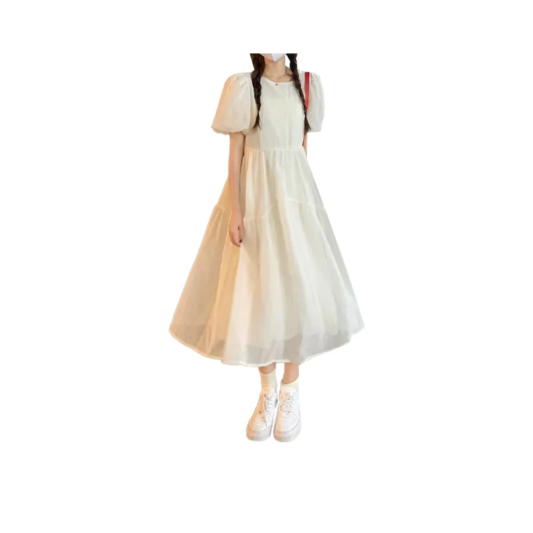 Lan Miao Короткий рукав Платье Женское