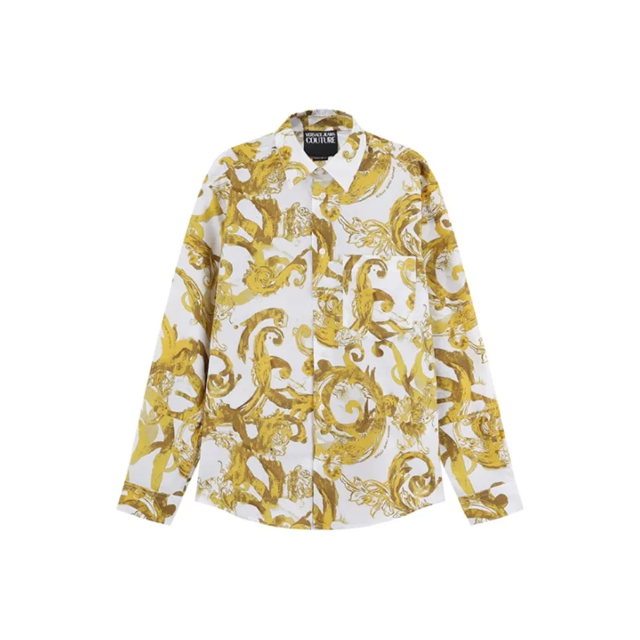 VERSACE JEANS COUTURE SS25 Рубашка Мужская Белая Желтая