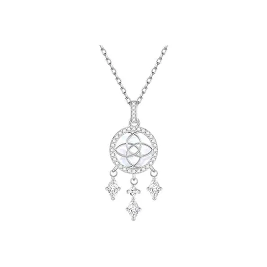 FANCI S925 Silver With White Mother Of Pearl Gemstone Inlaid Necklaces Women's