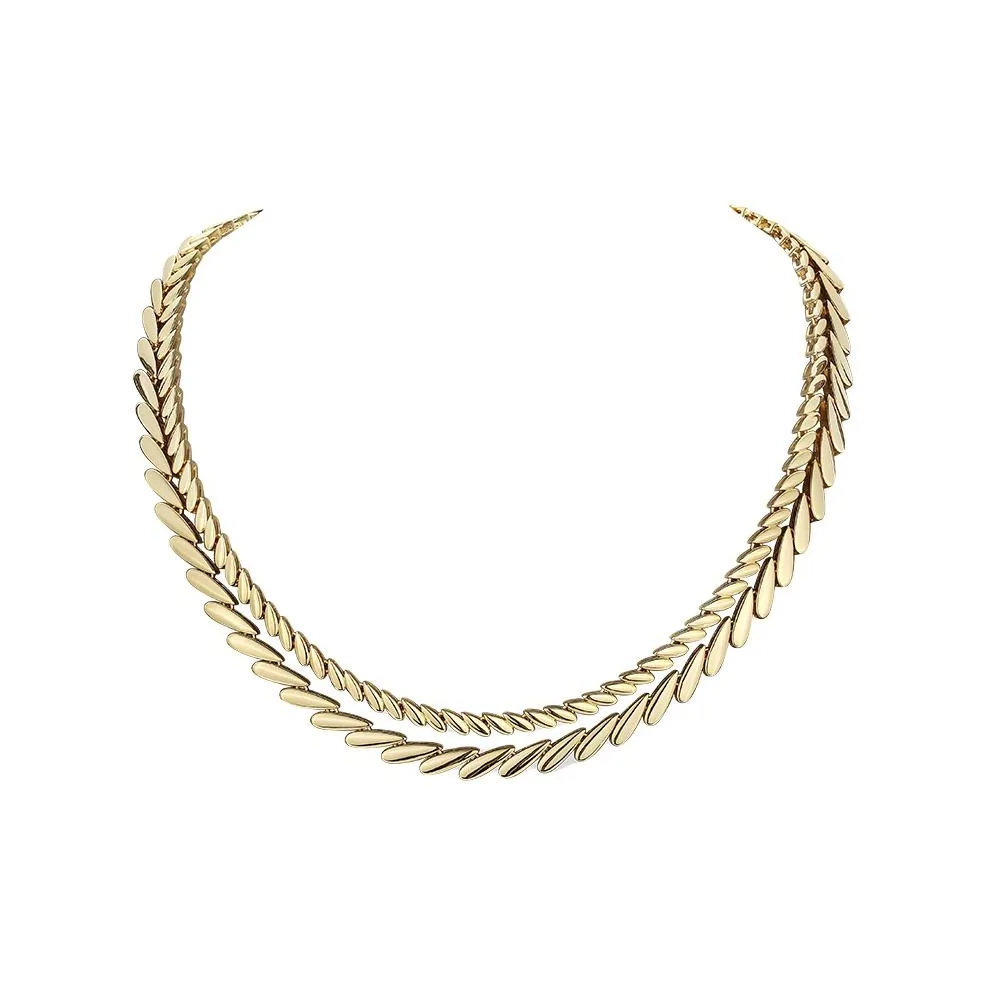 Retro Chic Латунь с покрытием из 18K золота ожерелье в форме пшеничной соломы женское золото серебристый