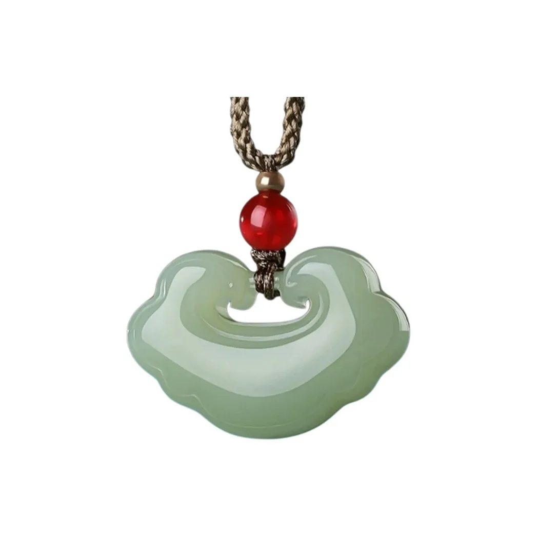 Run Ding Hetian Jade Necklaces Pale Greenish White Jade Unisex