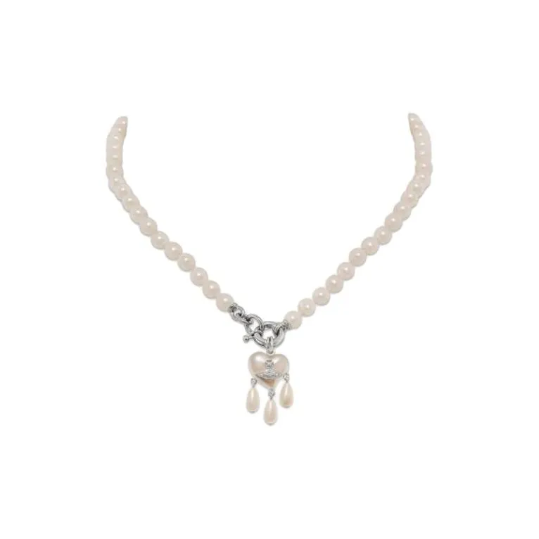 Vivienne Westwood Recycled Brass, Glass Pearl Necklaces Unisex Silver