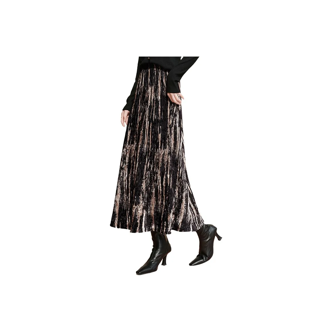 Cypress House Повседневный Длинный Юбка Женские Черный Золото