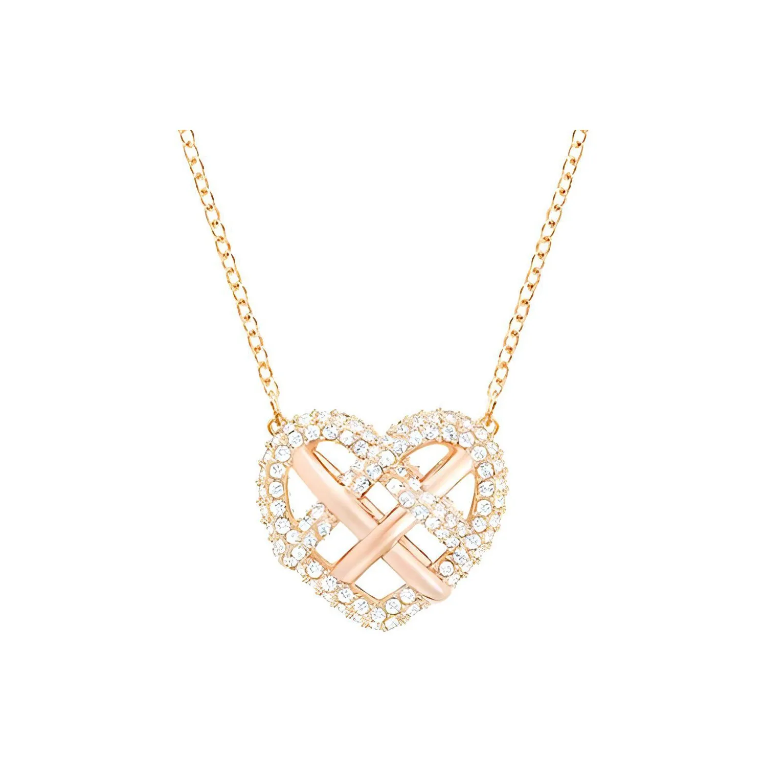 Swarovski Greeting Heart Necklaces Women's Gold