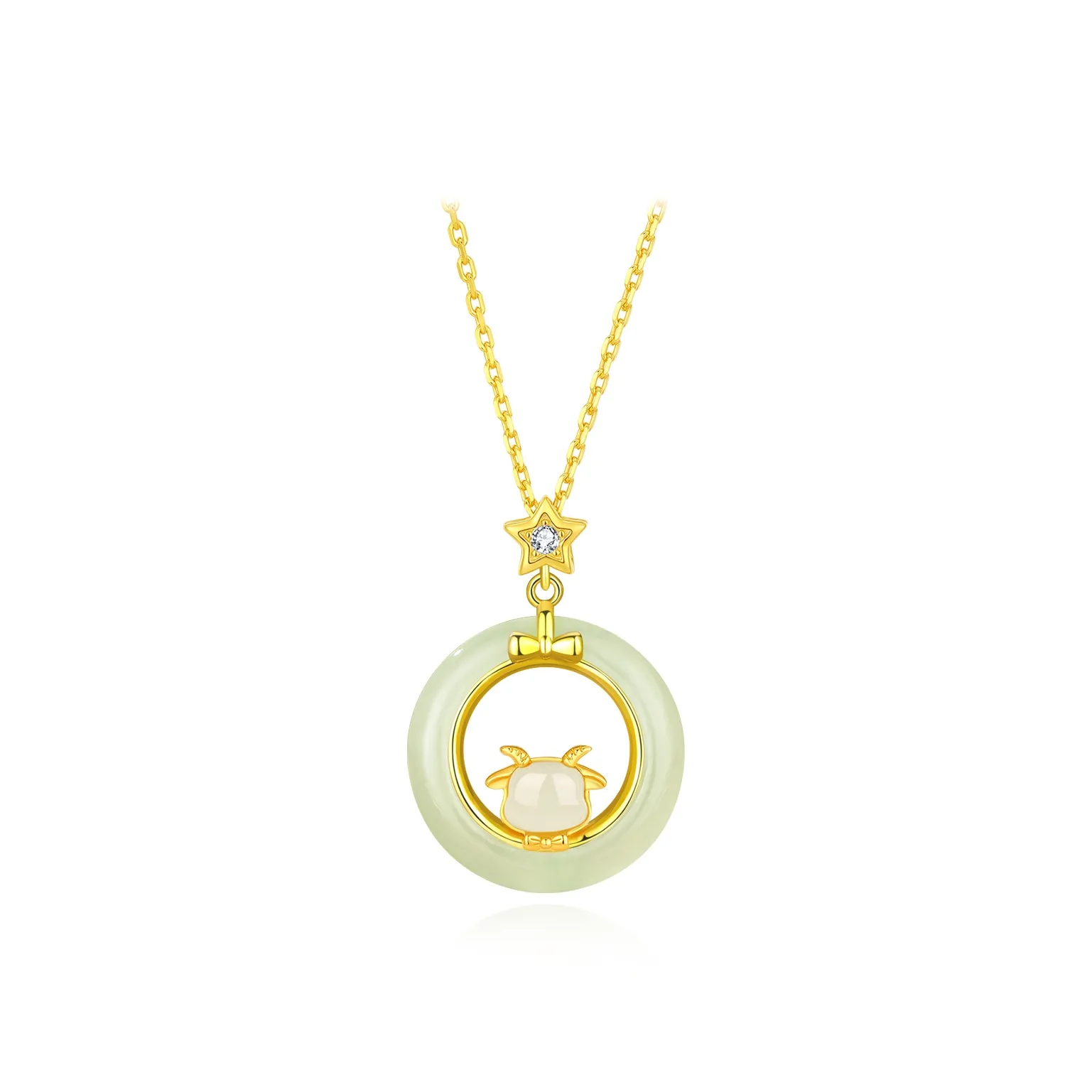 SEVEN COOK Hetian Jade Necklaces Pale Greenish White Jade Women's