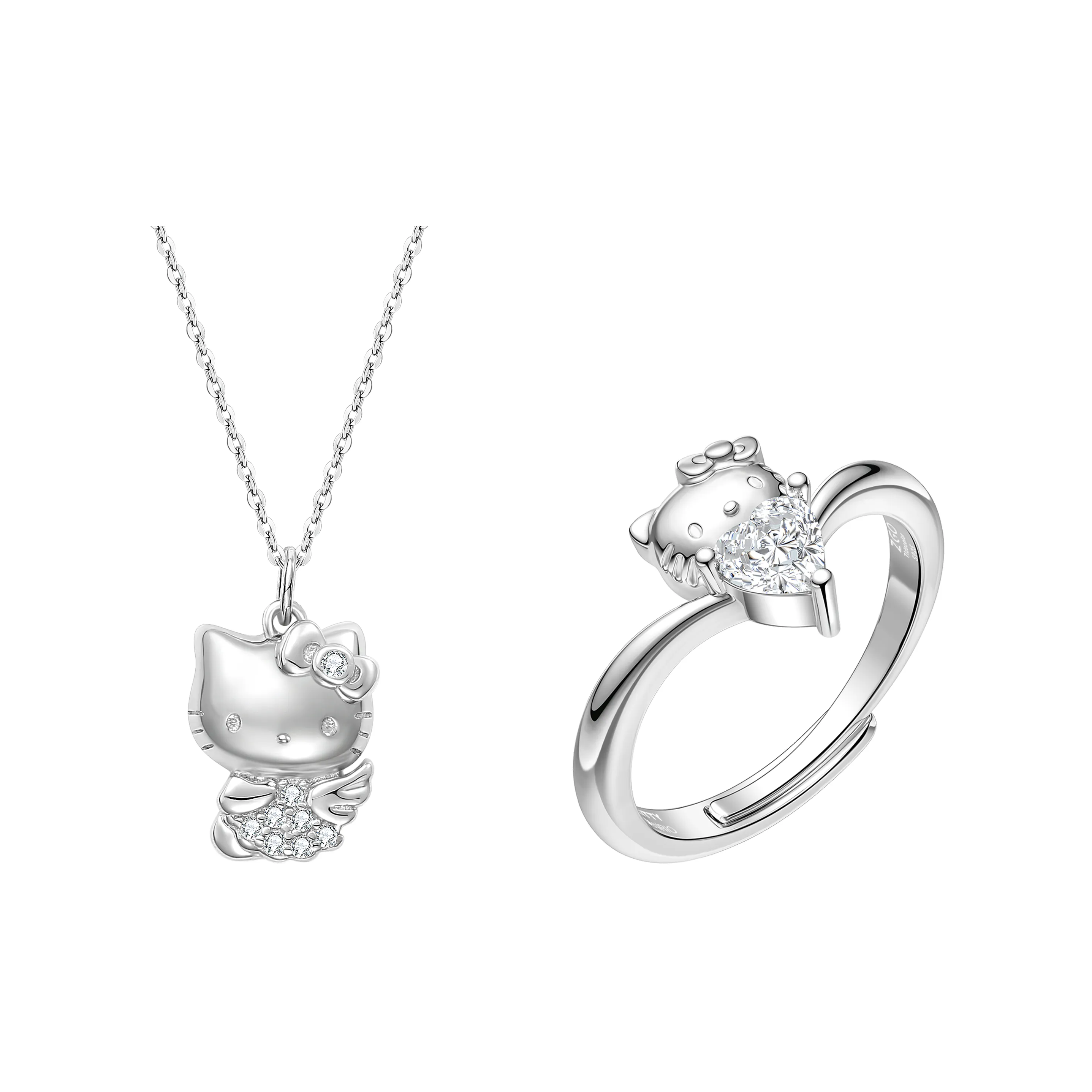 TIDECOLOR Hello Kitty S925 Silver Angel Necklace Women's Silver