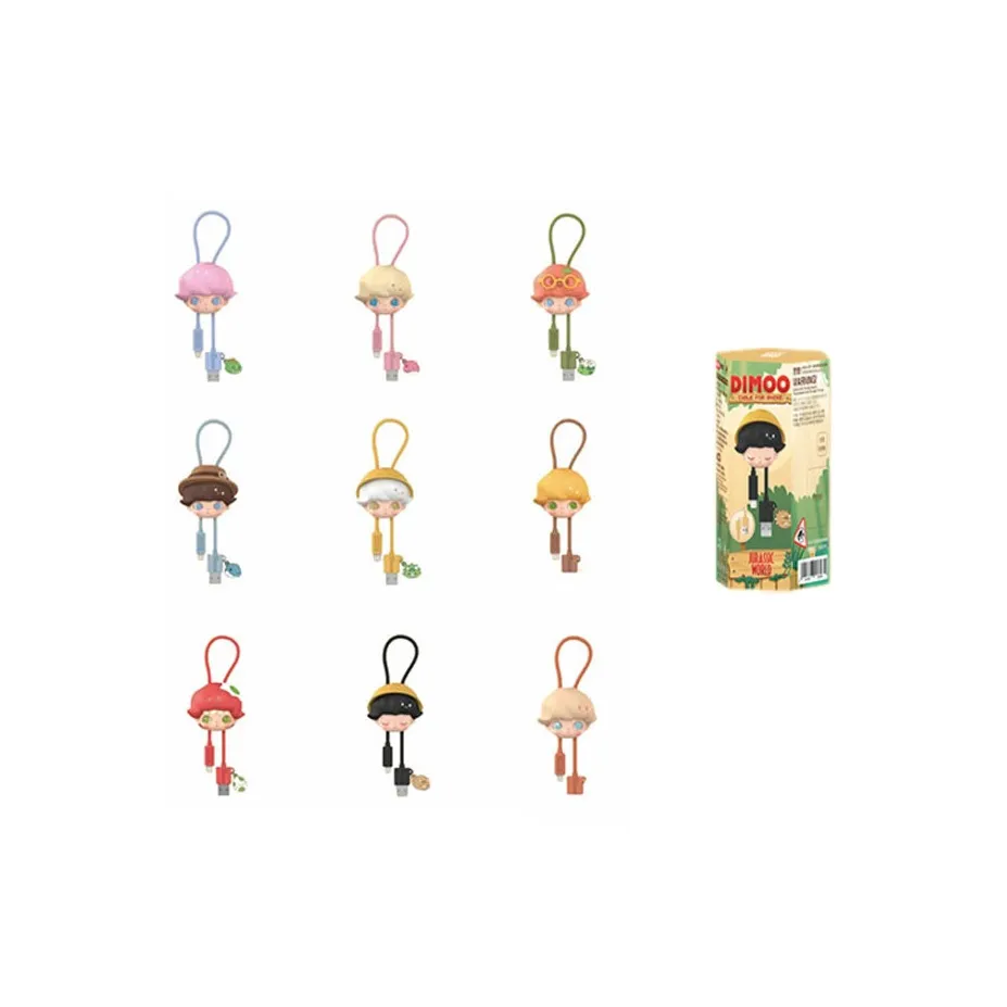 POP MART Dimoo Jurassic World Collection iPhone Apple Cable Слепые коробки Один Blind Коробка Целая коробка 9 шт
