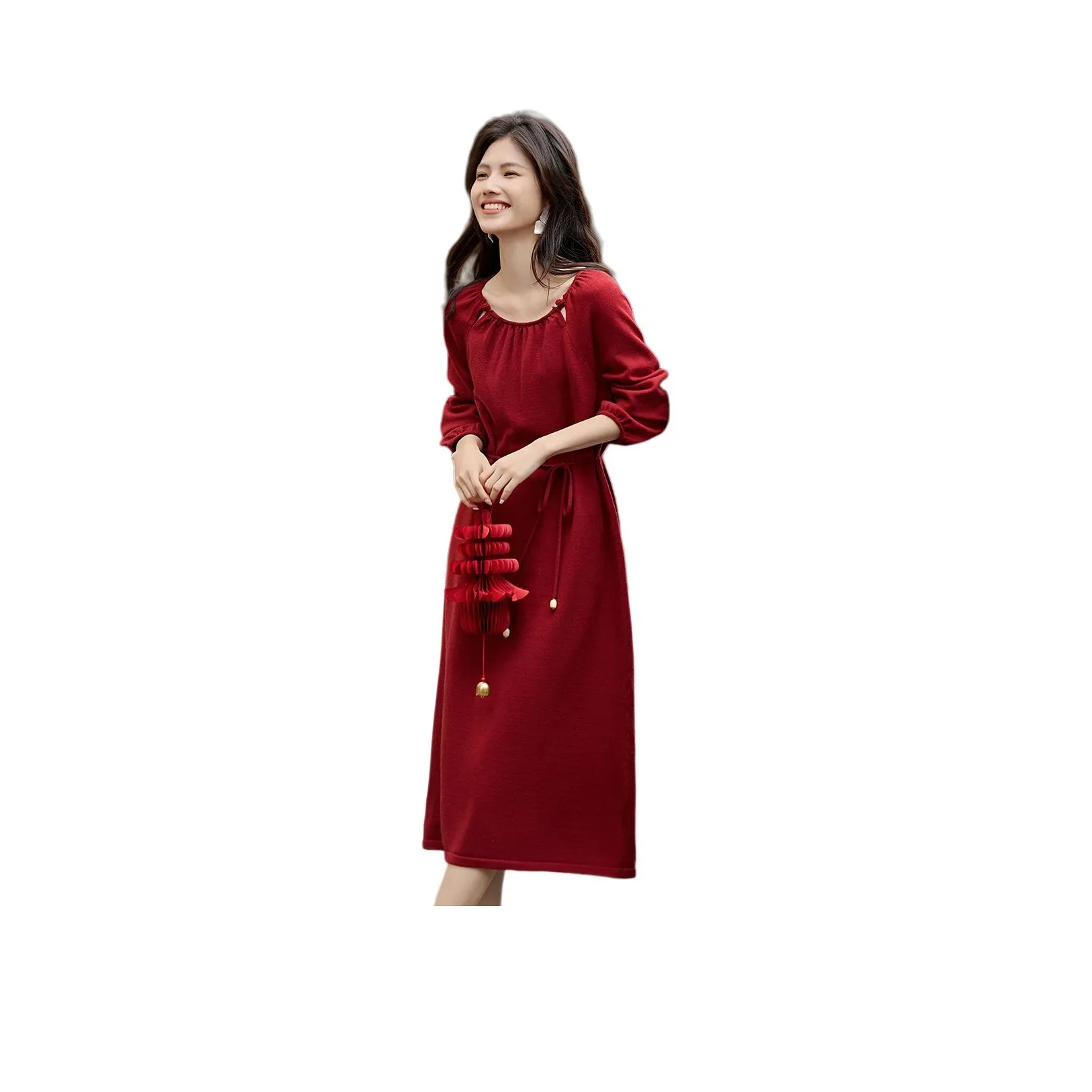 XWI Long Sleeved Dress Women's China Red
