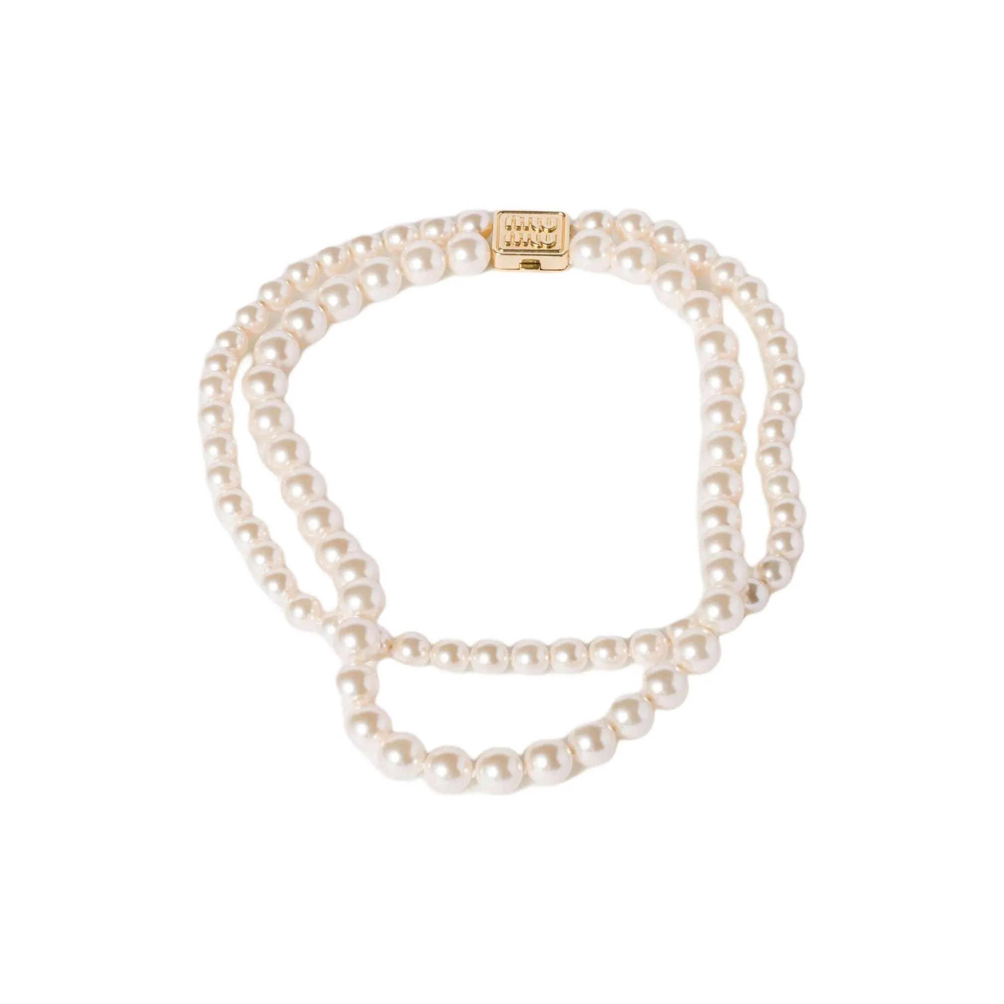 MIU MIU Glass, Synthetic Pearl, Metal Necklaces Women's Gold