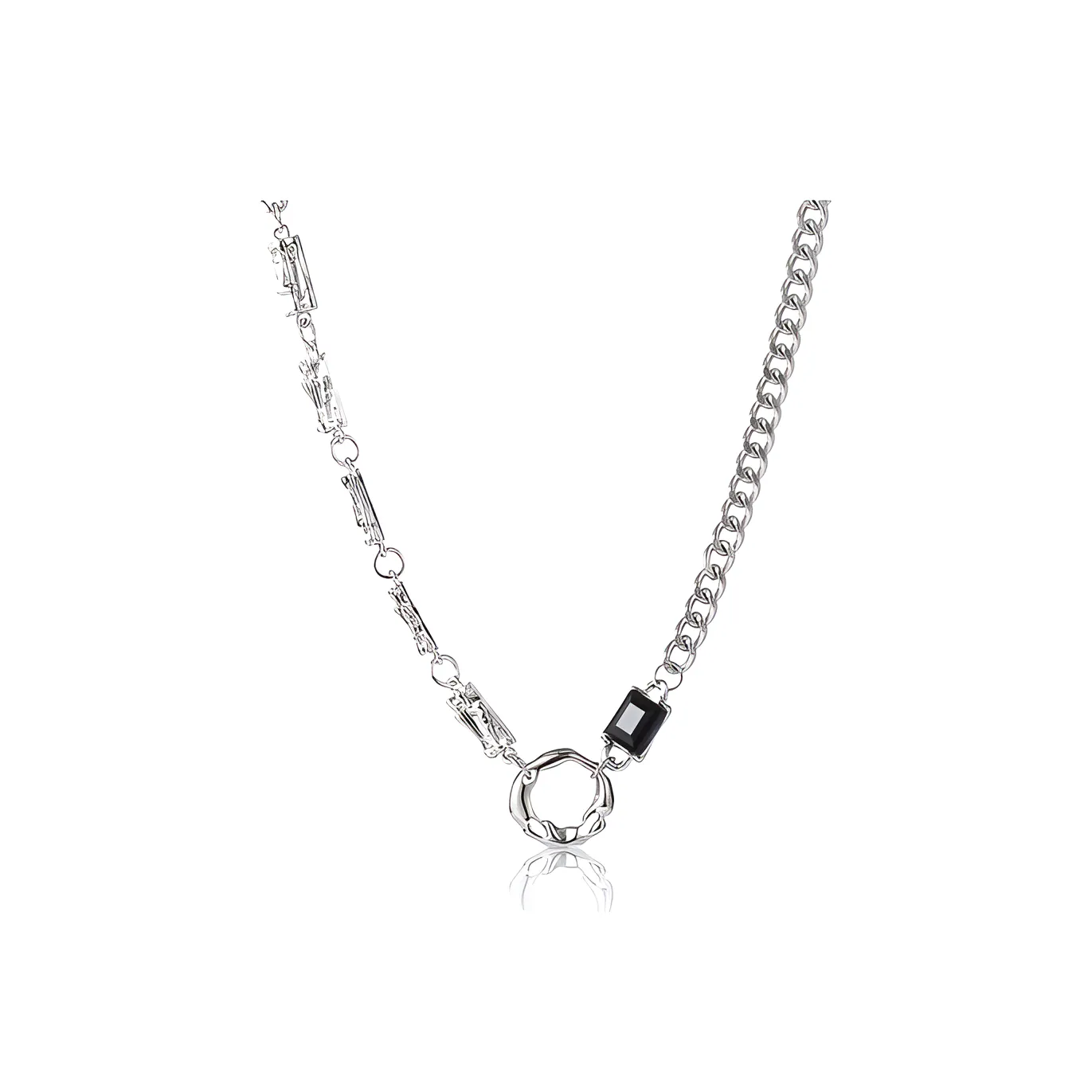 CMFY Титановая сталь Ожерелье Серебристый + коробка Унисекс