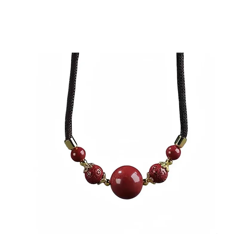 Bubble Scallops Reconstructed Cinnabar Jade Necklaces Unisex