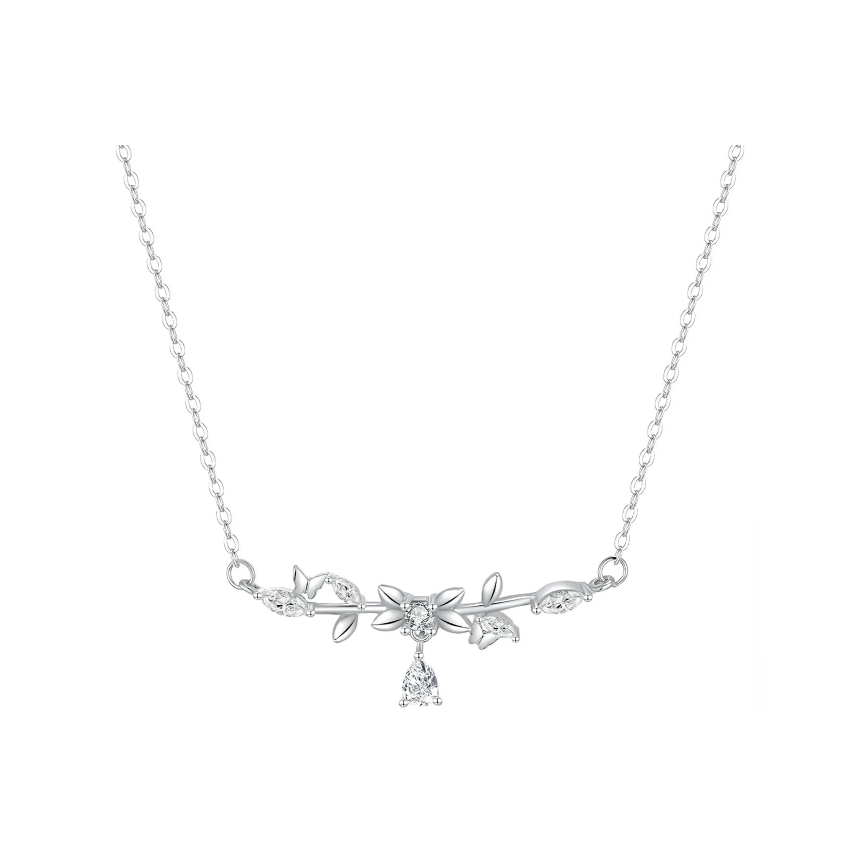 Jodie Kevin Кисточка Teardrop Циркон Ожерелье Подвеска Женское Серебро