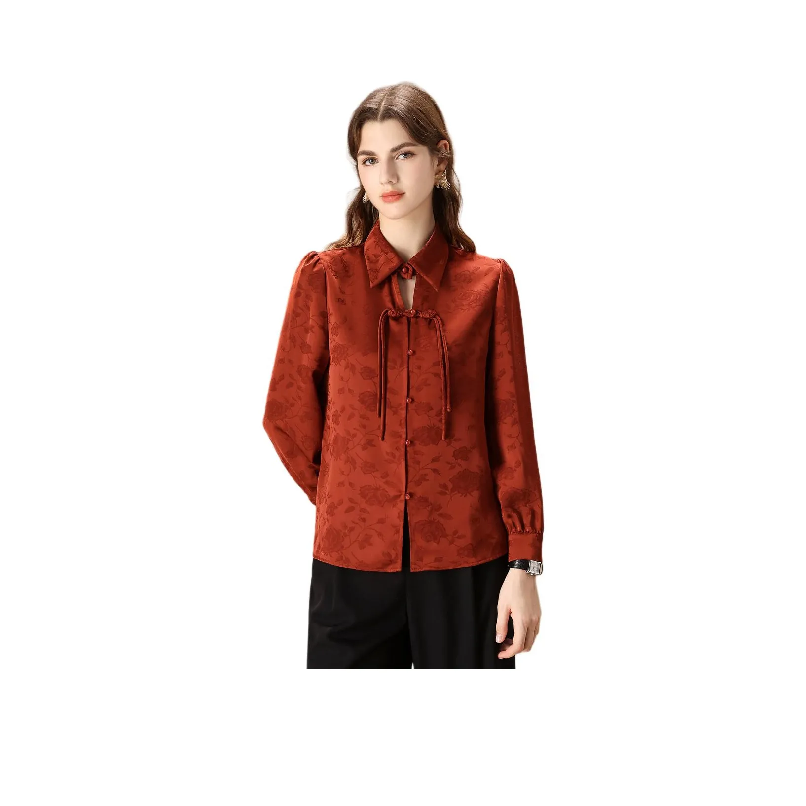 FENHONGMALI Shirt Women's Orange Red