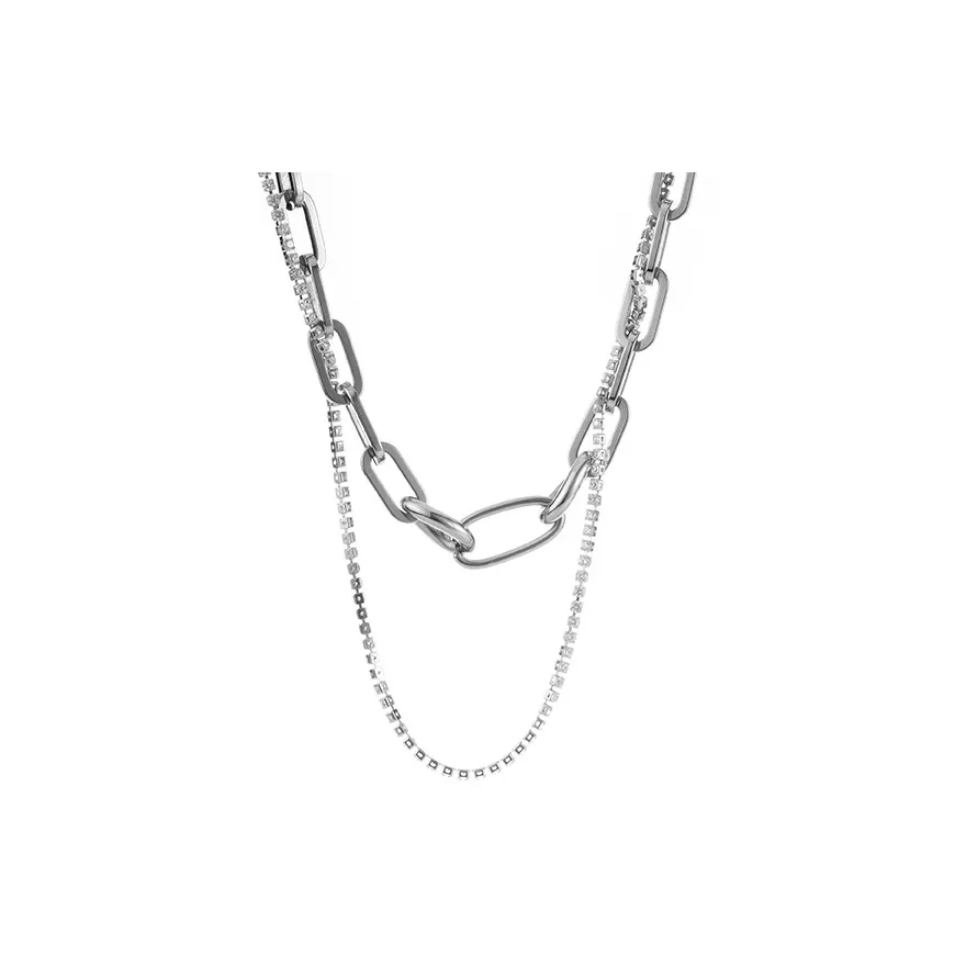 ACIUM Двойная цепь многослойная ключица титановая сталь не окисляющаяся простая цепь ожерелье унисекс