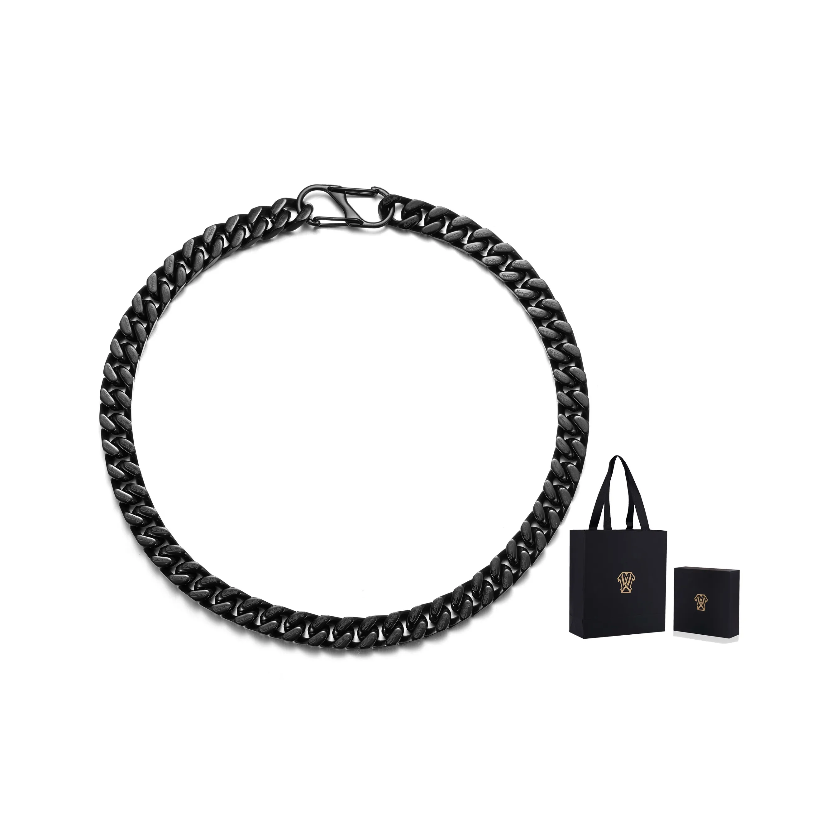 ICEMOBINC BLVCK Dark Series Ожерелья из титанового стального сплава Унисекс Обсидиан Черный