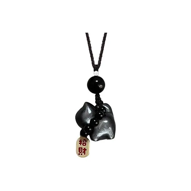 Shiban Silver Sheen Obsidian Necklaces Women's