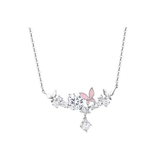 KADER S925 Rhinestone Embellished Necklaces Women's Silver White, Goddess Exclusive Festival Box