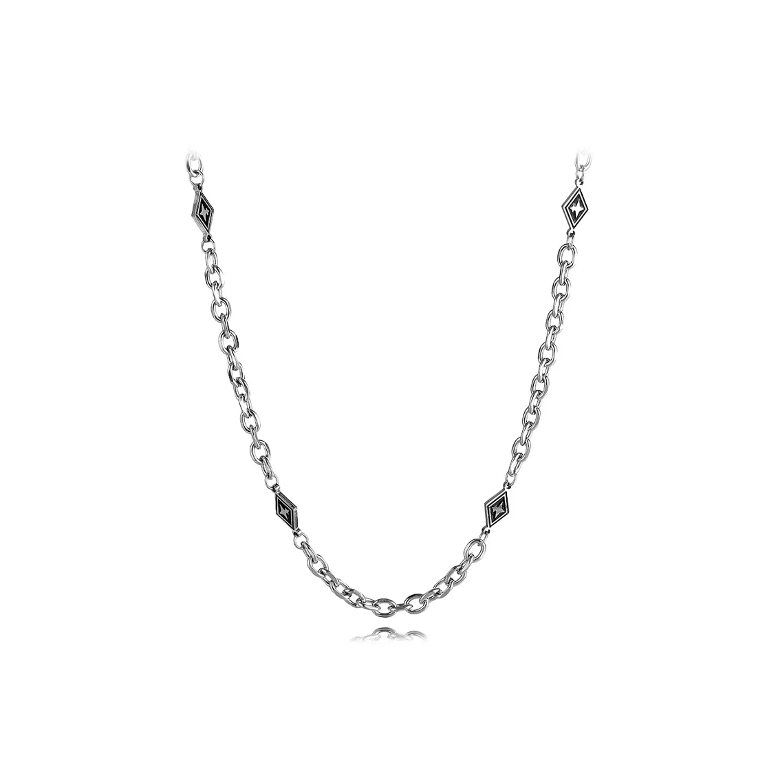 MUYAN Титановое стальное ожерелье с ромбовидным искрящимся и звездным дизайном мужское