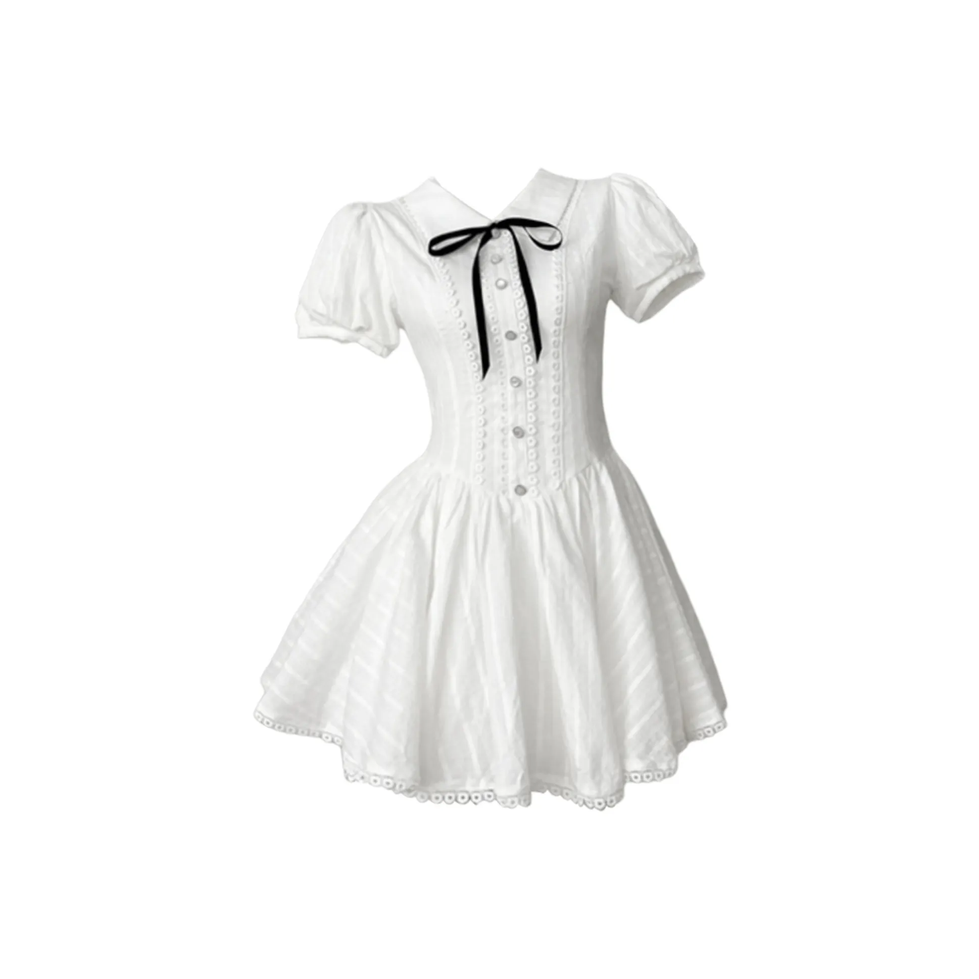 SEAR OFFICIAL Белое Женское Короткое Платье с Рукавами