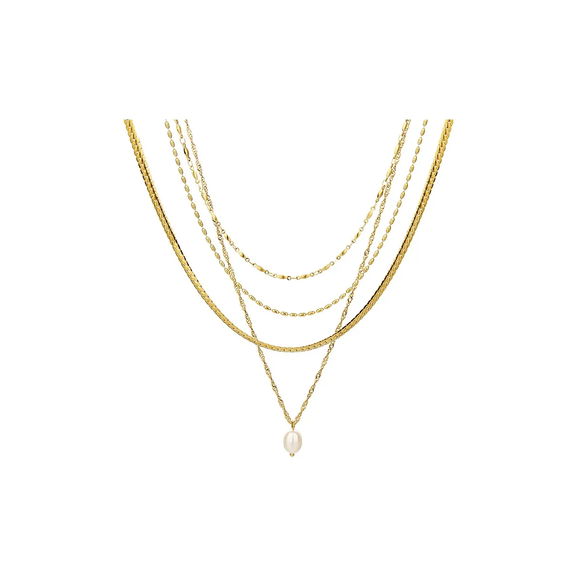 NATURALLYJOJO Титановые стальные ожерелья с пресноводным жемчугом женские золотые