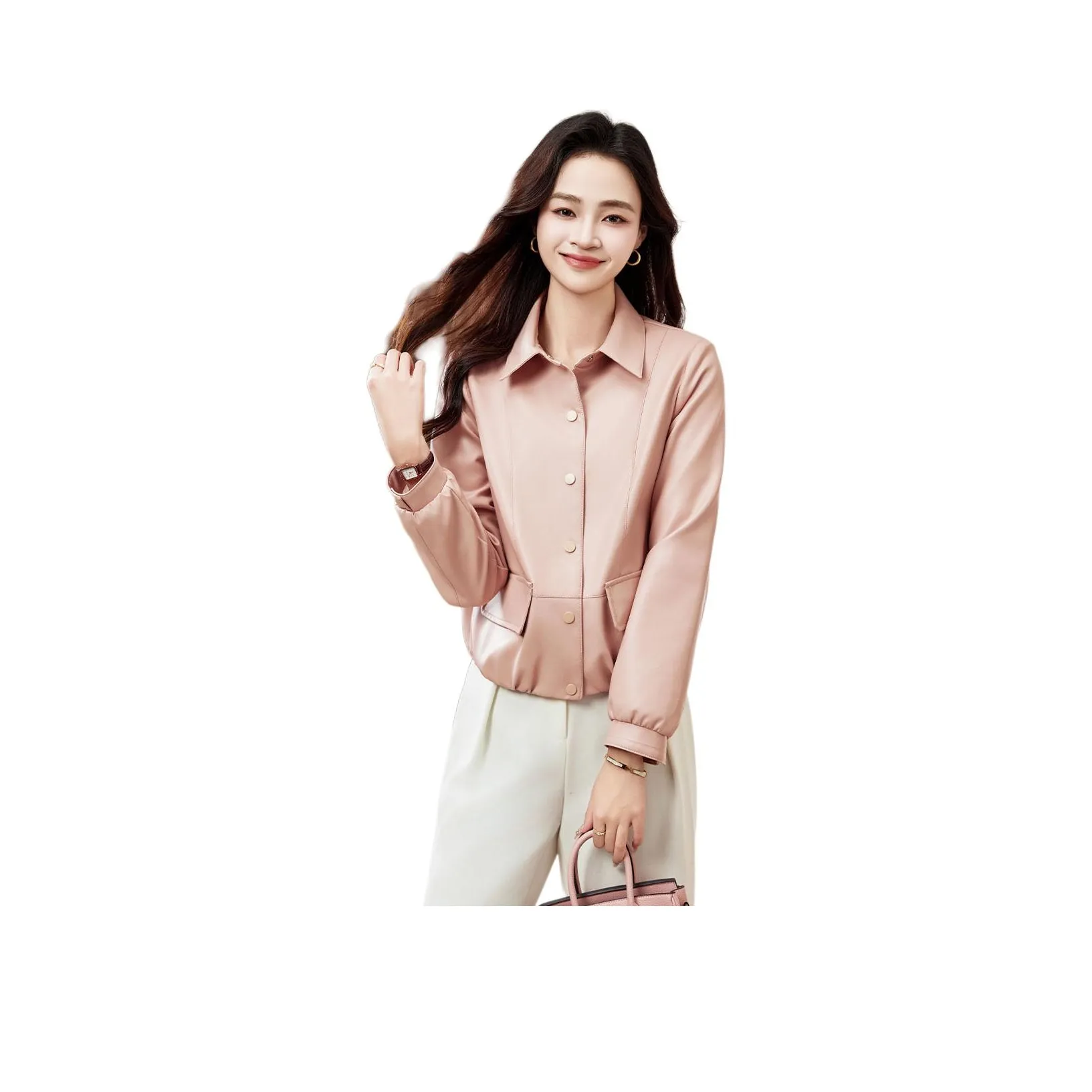 Fele.d Leather Jacket Women's Pink