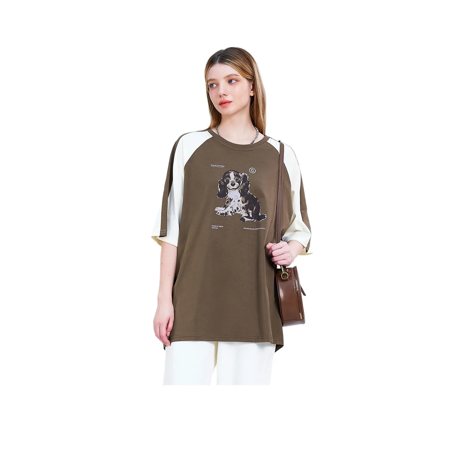 MUGUOGUOMU 2025 Летний реглан-рукав T-рубашка Женская