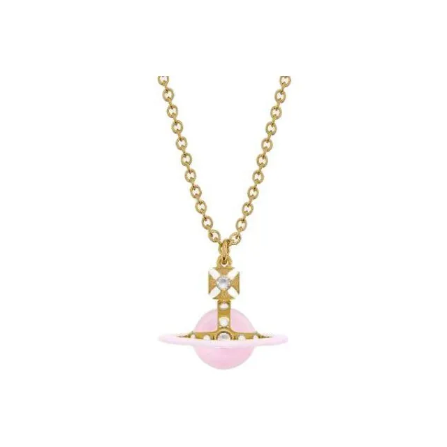 Vivienne Westwood Brass Necklaces Унисекс Pink Ball Gold Chain