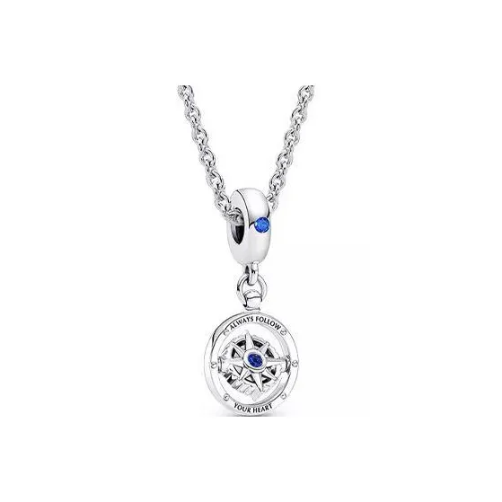 Pandora 925 Sterling Silver Diamond Copper Silver Alloy Necklaces Women's Silver