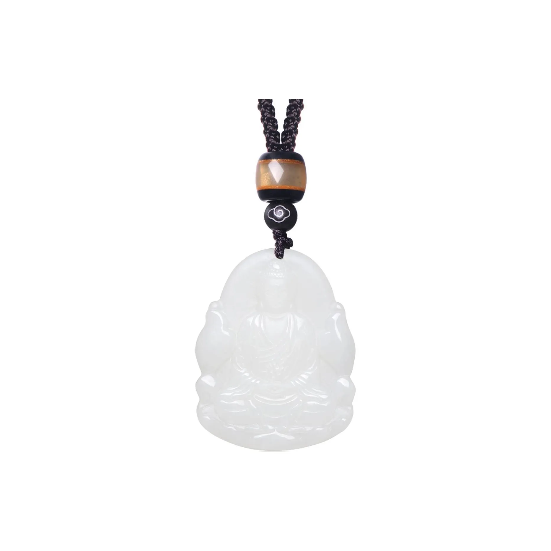 MARY WINDSOR Chinese Zodiac Goat Guardian Pendant Pale Greenish White Jade Unisex
