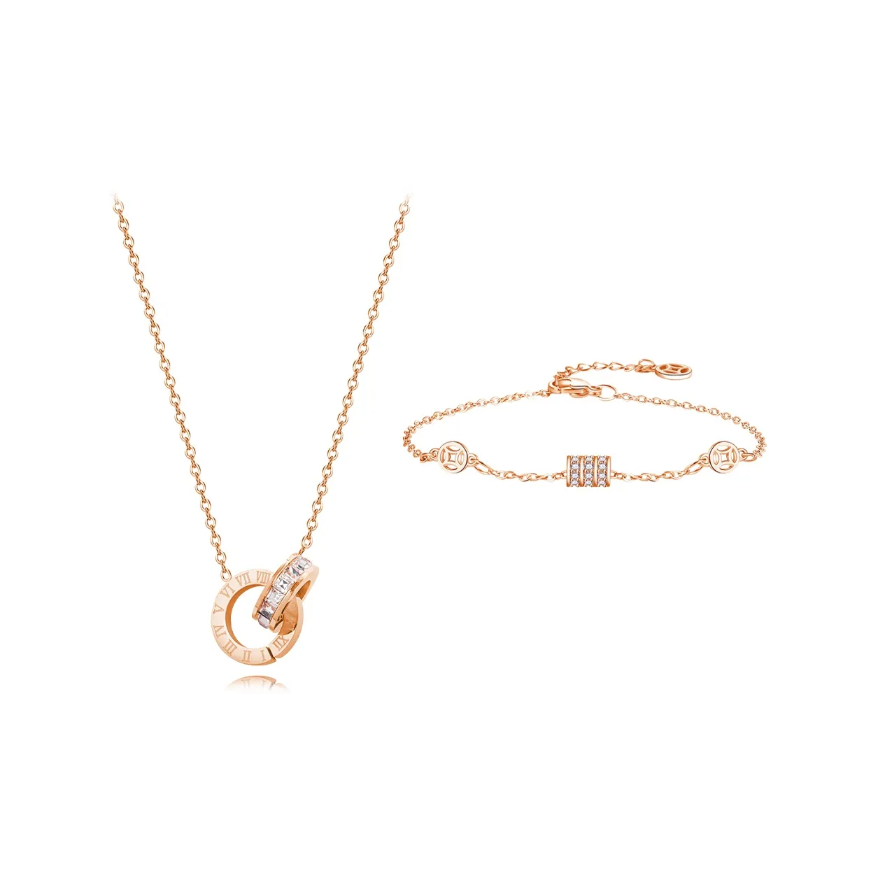 MUYAN Титановая сталь Roman Numbers Маленький круглый подвеска Комплект Женские