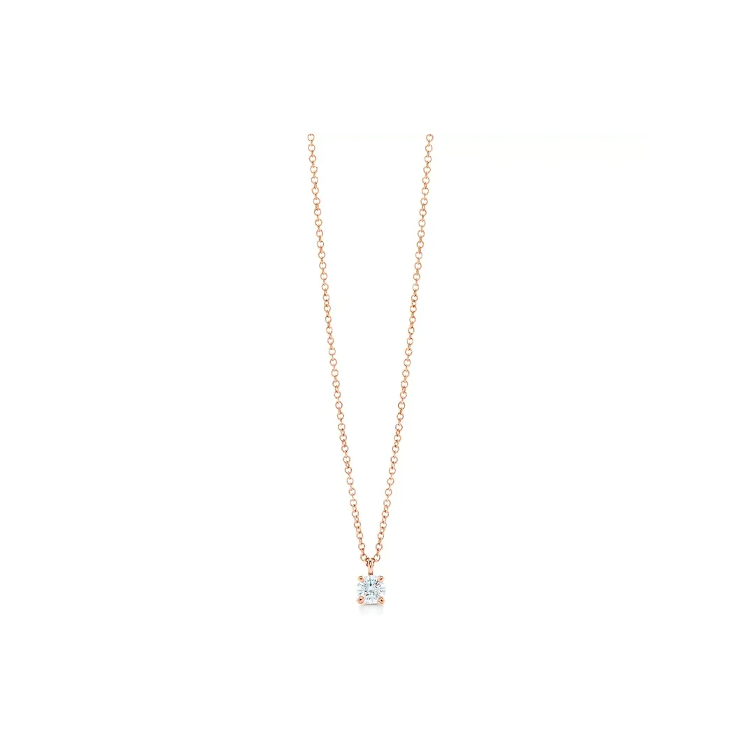 TIFFANY & CO. Solitaire 18K Rose Gold Necklaces Women's