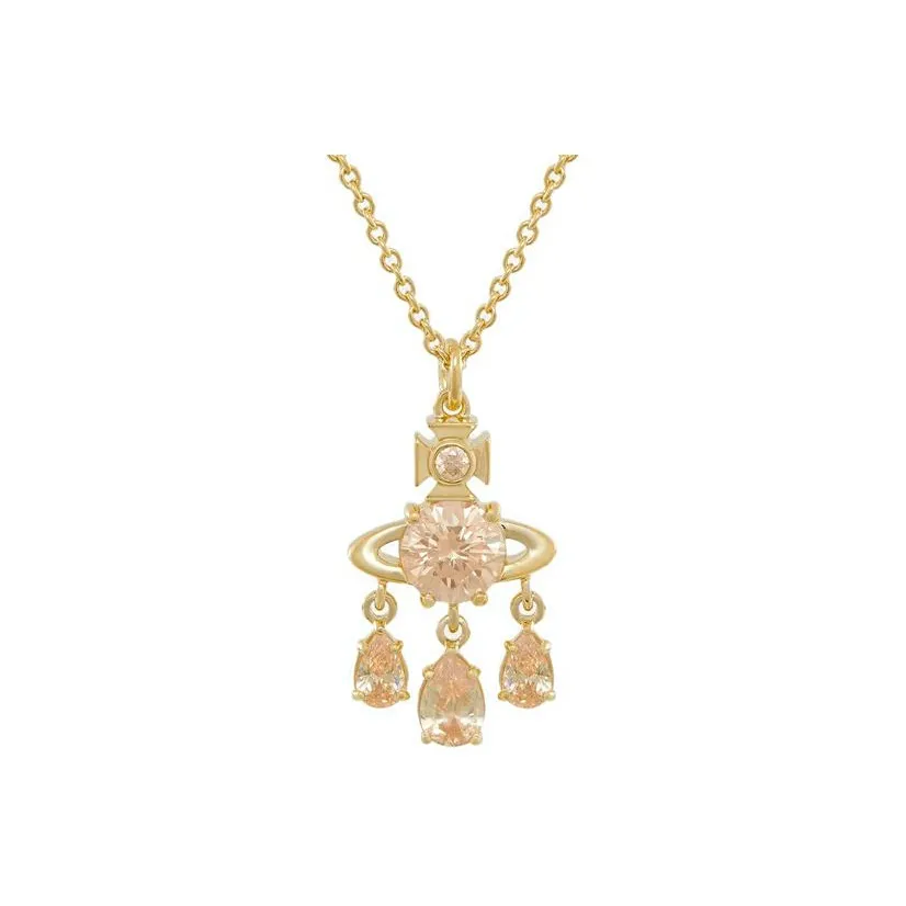 Вивьен Вествуд Латунь Saturn Стиль Кулон в форме груши Женская Чайный Коричневый Золотой