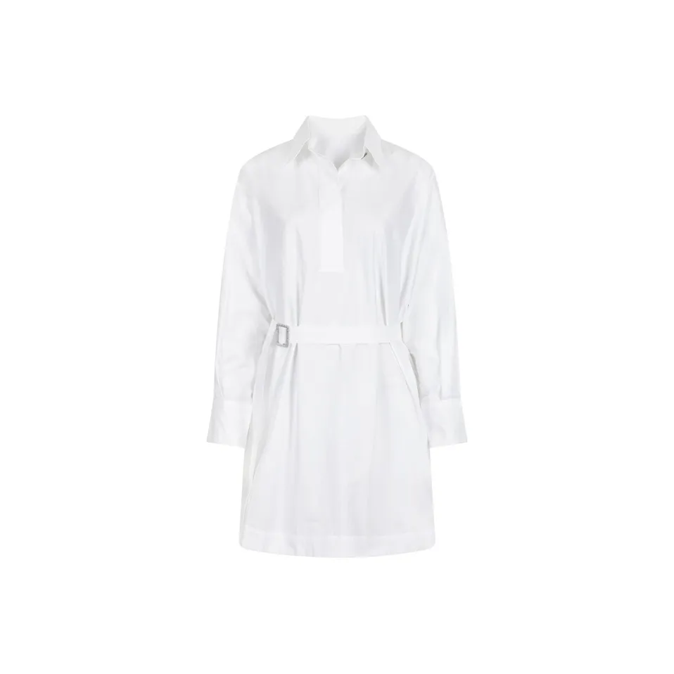 NANING9 Длинное платье с длинными рукавами женское белое