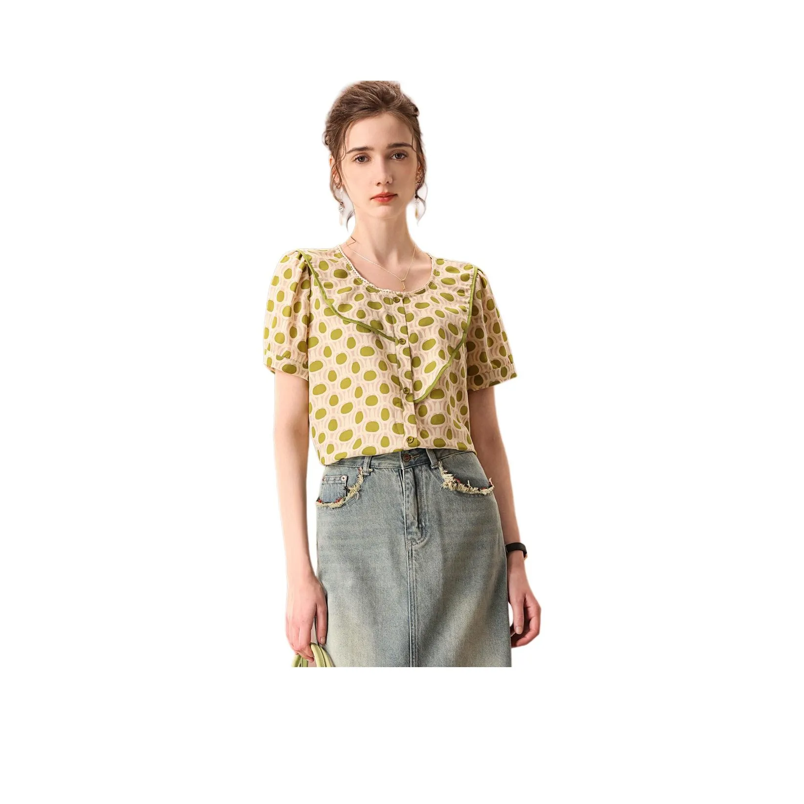 FENHONGMALI Shirt Women's Green