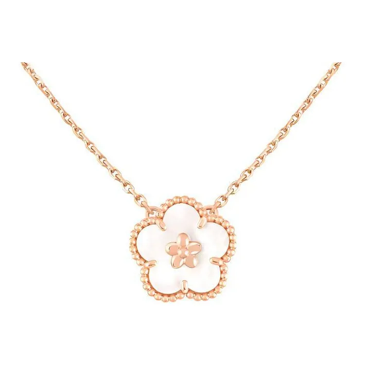 Van Cleef & Arpels Mother Of Pearl 18K Gold Necklaces Women's Rose Gold