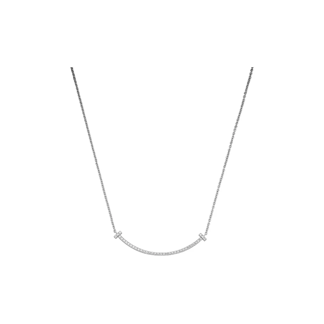 TIFFANY & CO. T Series 18K White Gold Necklaces Women's Silver