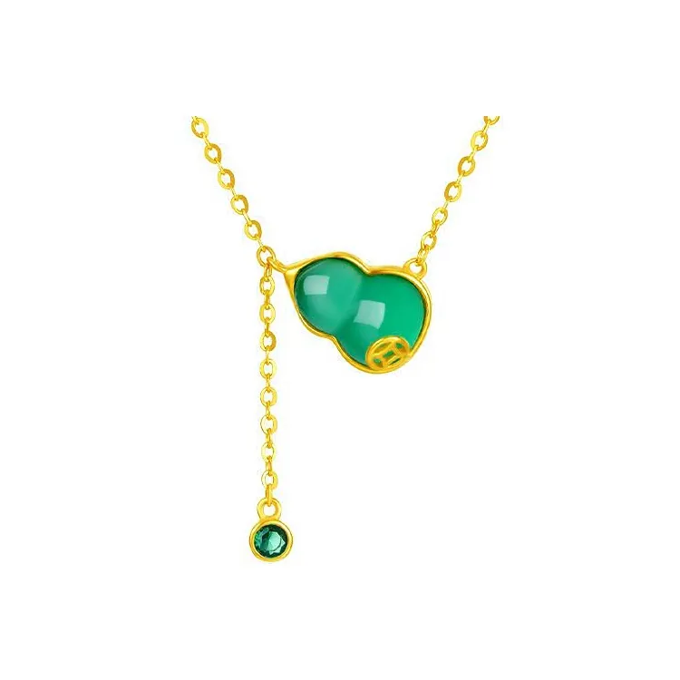 CHOW TAI SENG Chalcedony Collarbone Chain Set, Delicate Packaging Women's
