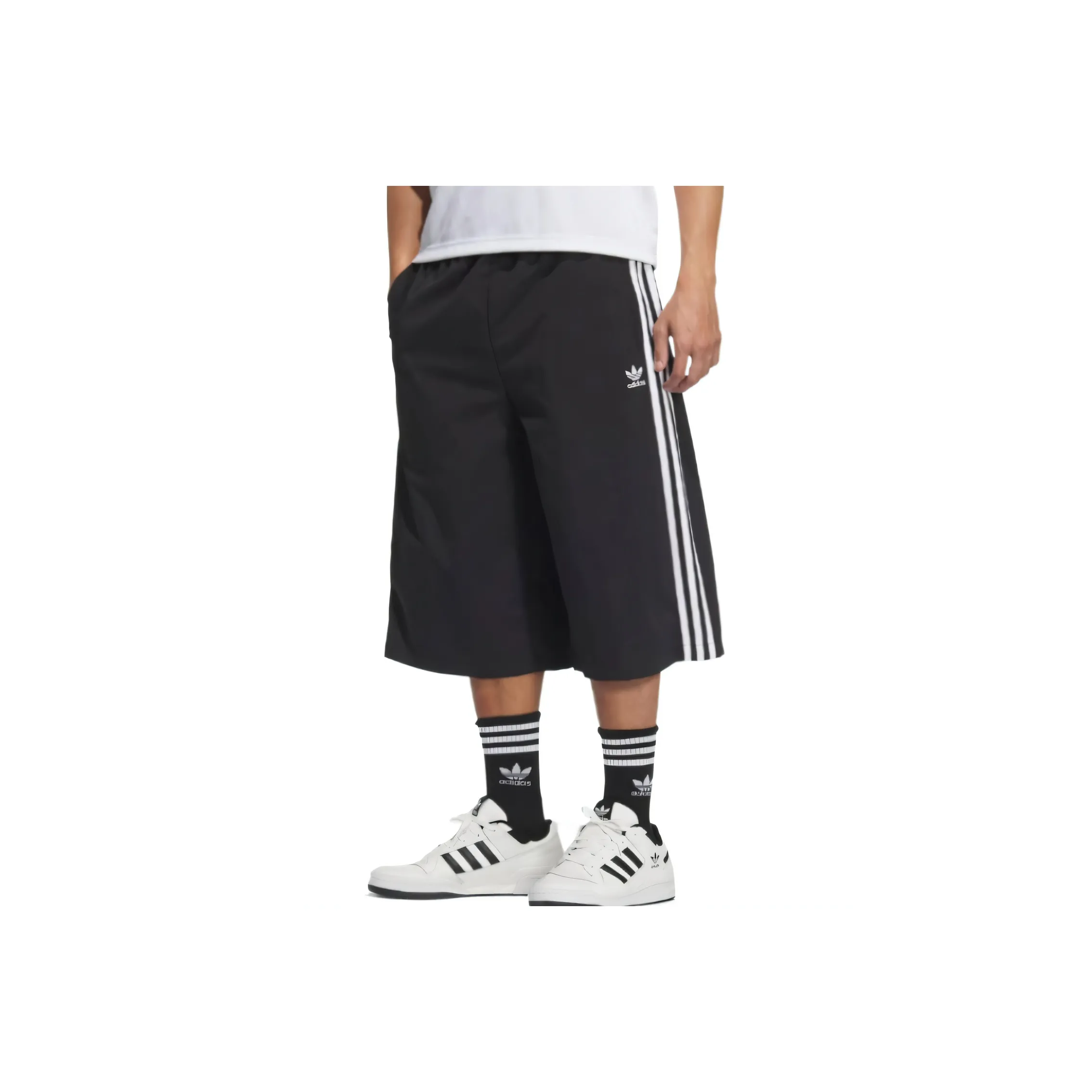 Adidas Originals Classic Three Stripes Collection Trefoil Collection SS25 Повседневные шорты Мужские Черный Белый