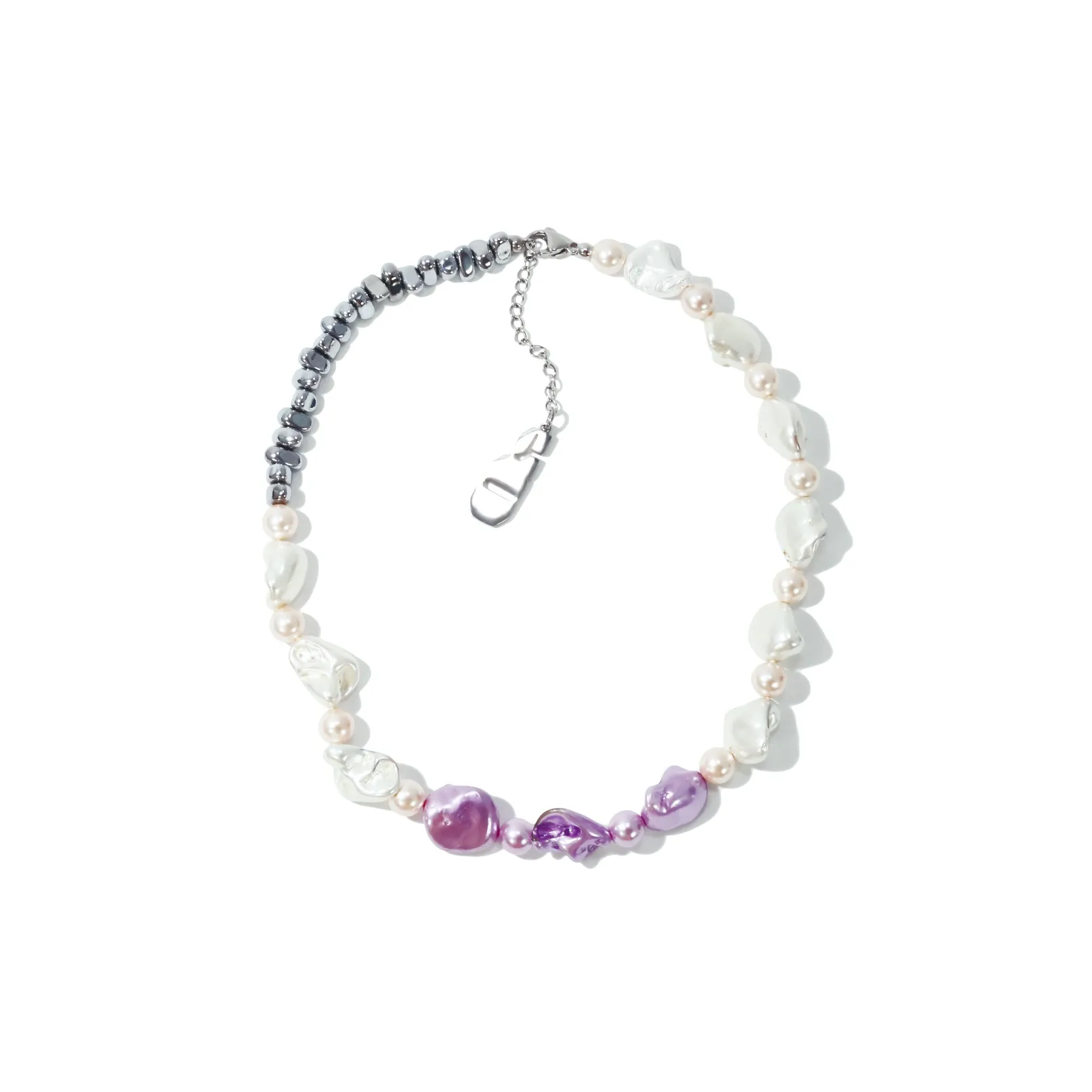 Get'em ON Белый Фиолетовый Электропокрытие Оболочка Бусина Титановая Сталь Серебристый Самородок Ожерелье Унисекс