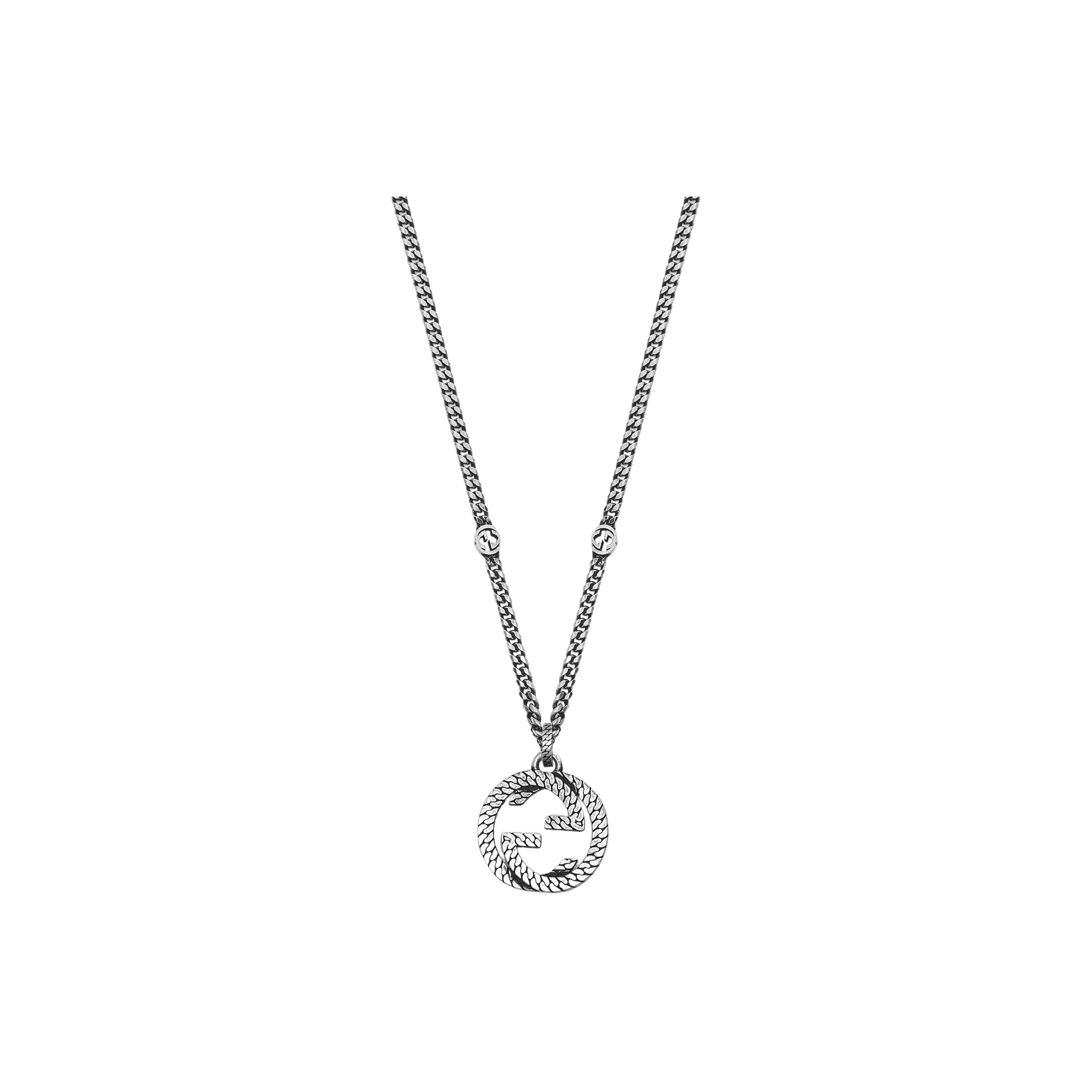 GUCCI Sterling Silver Interlocking G Necklace