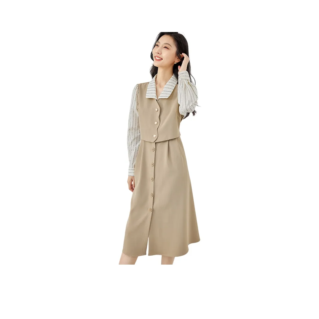 VIMLY Long Sleeved Dresses Women's Pea Green