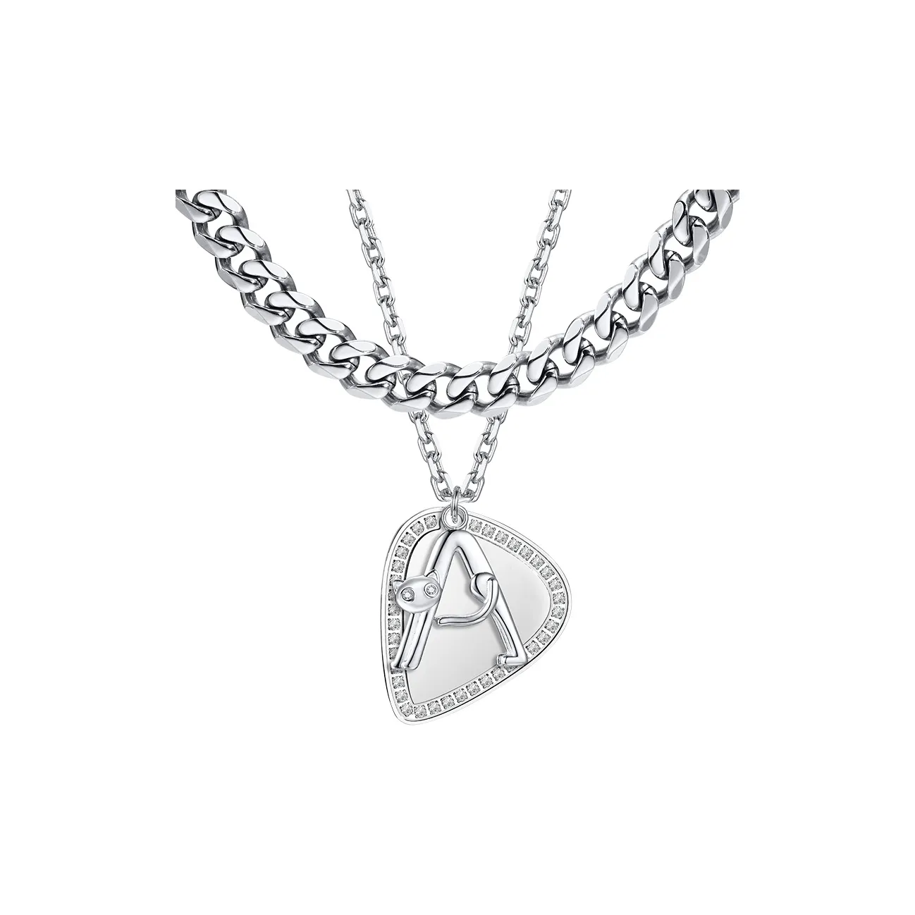 PEACE CAT Титановые стальные ожерелья унисекс серебряные