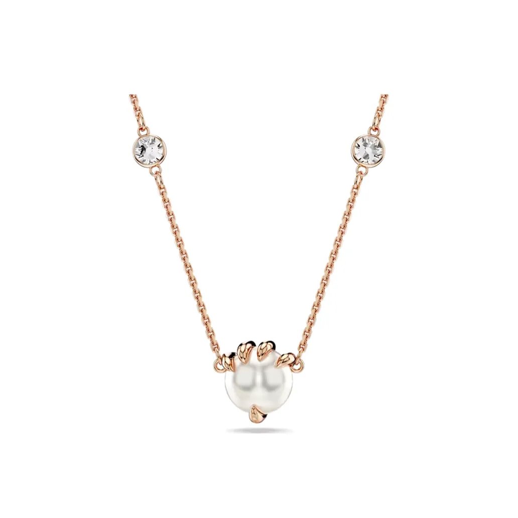 Swarovski Faux Crystal Rose Gold-Tone Plated Faux Pearl Necklaces Women's Rose Gold