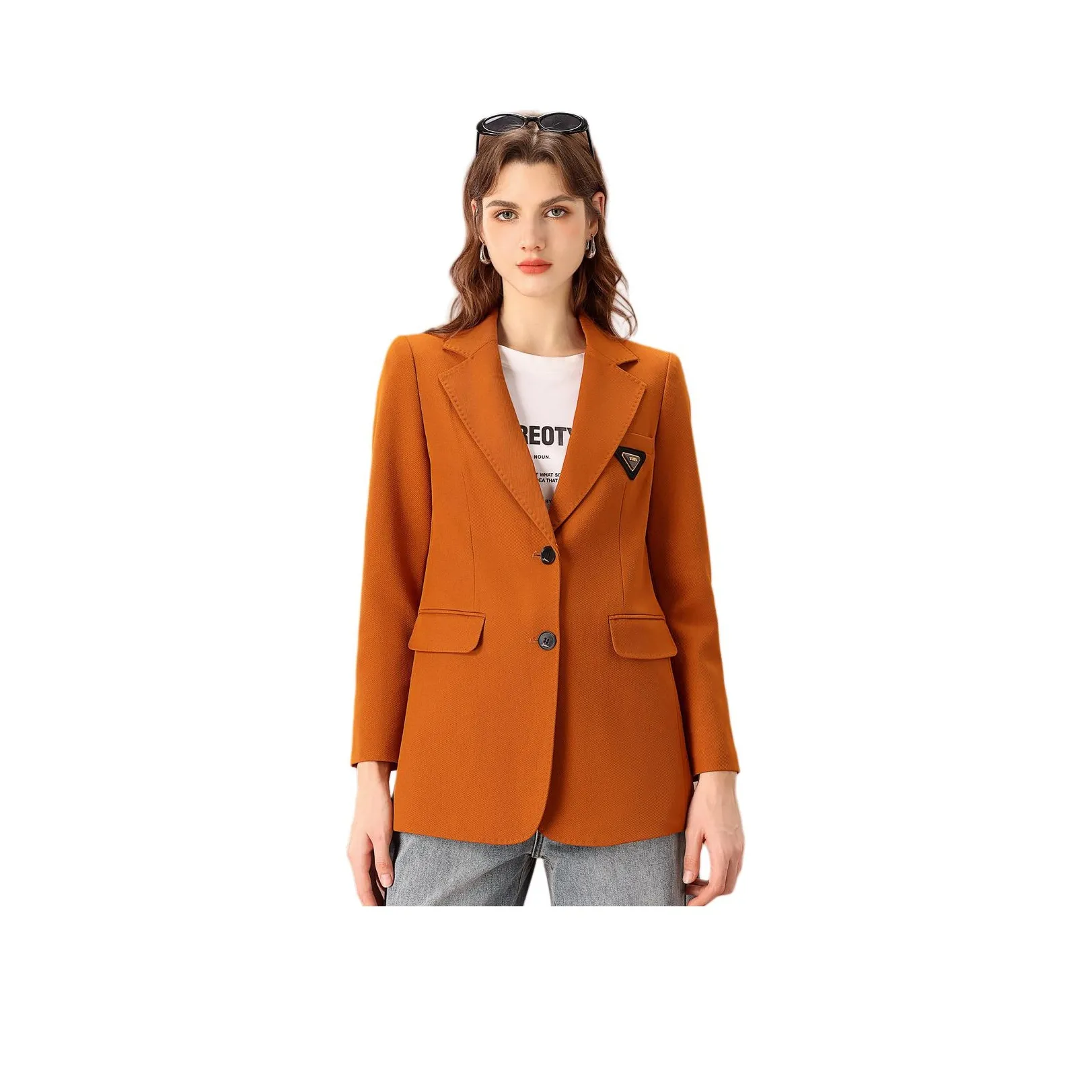 FENHONGMALI Бизнес-костюм женский цвет оранжевый