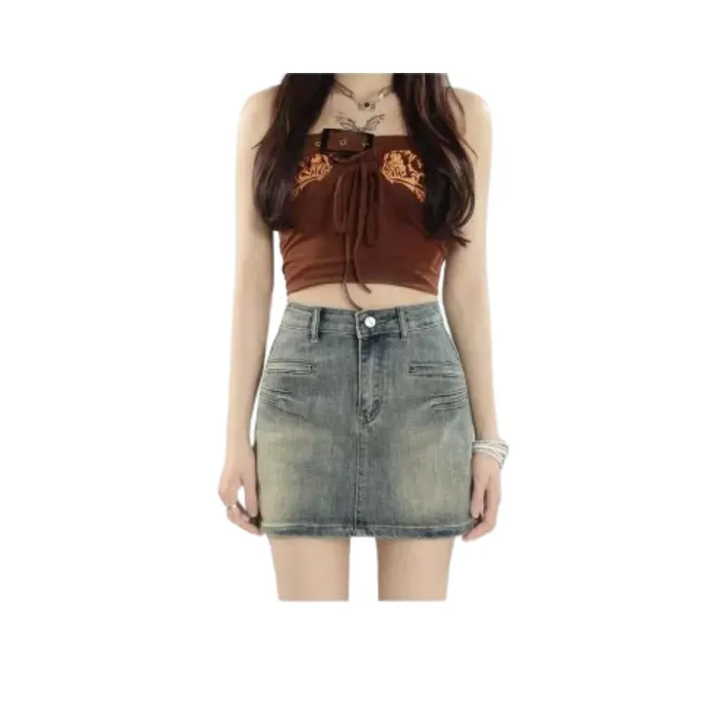 YEARNED Джинсовые короткие юбки Женские